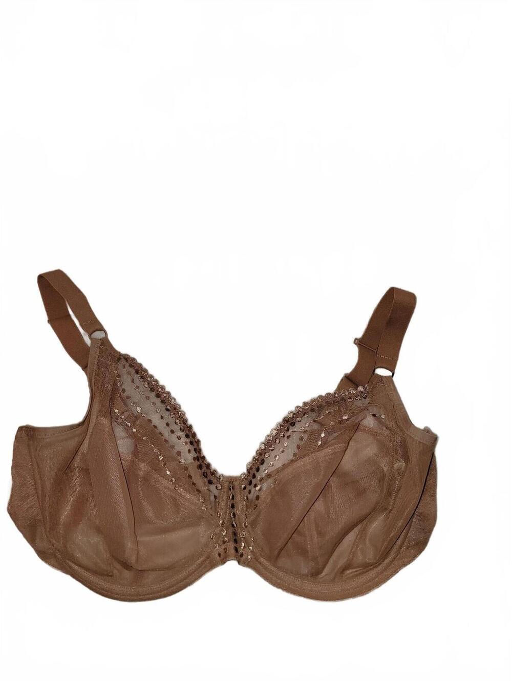 Elomi Brown Sheer Mesh Bra with Embellished Detailing Size 38I
